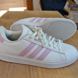 Adidas Women's White and Pink Sneakers